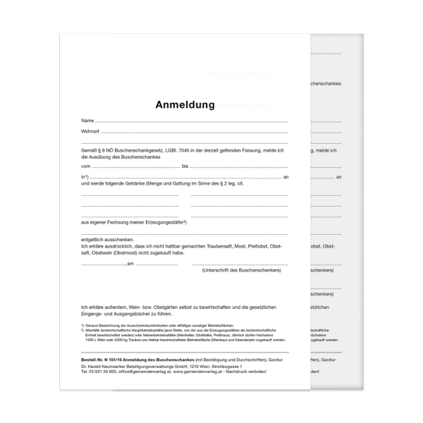 Anmeldung des Buschenschankes