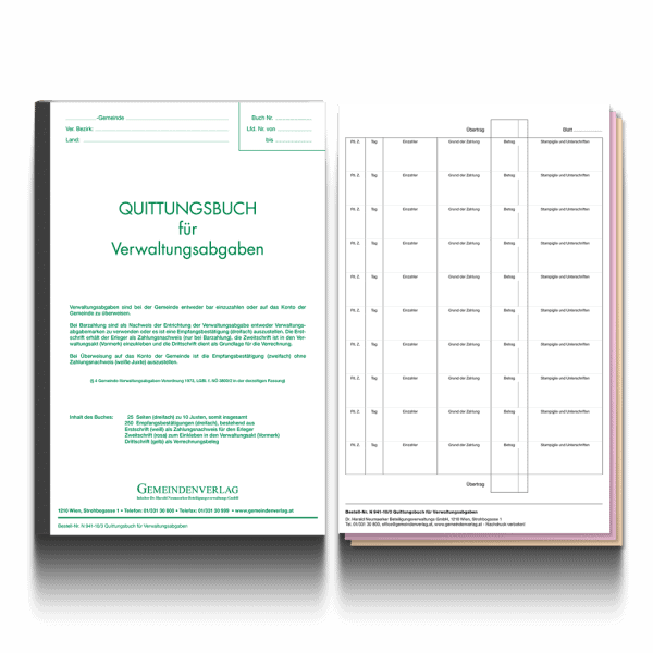 Quittungsbuch für Verwaltungsabgaben